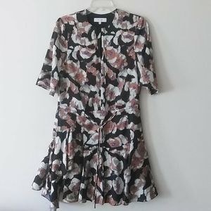 Reiss Tianna Sz 0 Floral Multicolored Frilly Dress